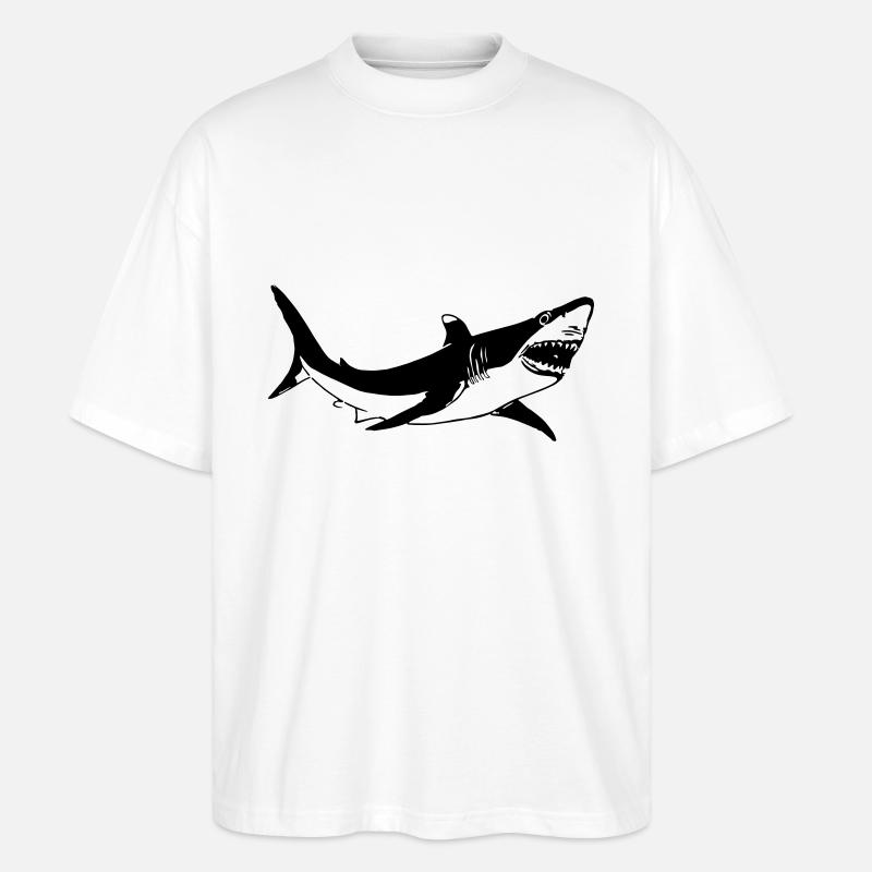 Weißer Hai - Stanley/Stella Oversized Unisex Bio T-Shirt Blaster 2.0 - Weiß