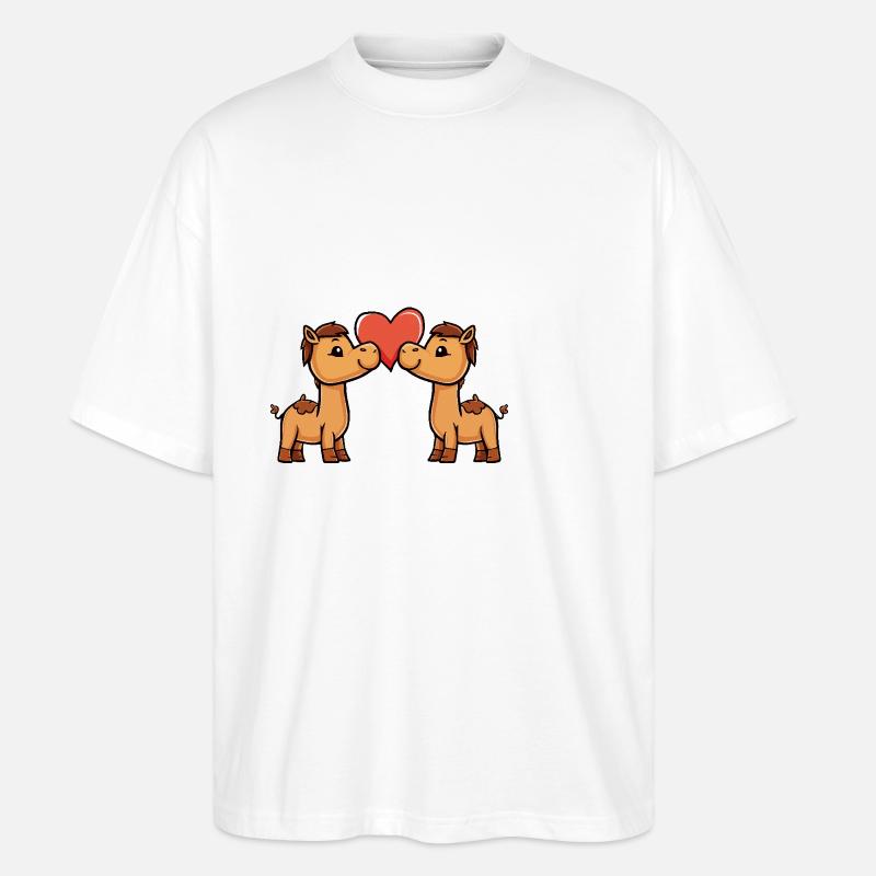 Couple de chameaux Saint-Valentin - T-shirt bio Blaster 2.0 coupe oversize Stanley/Stella Unisexe - blanc