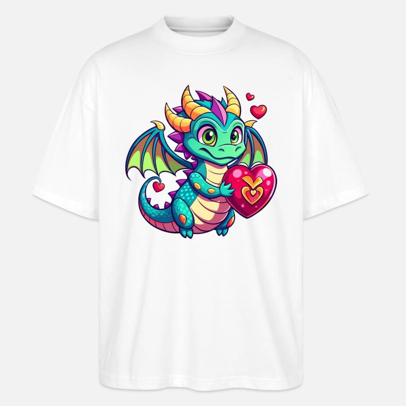 Farbenfroher Drache - Stanley/Stella Oversized Unisex Bio T-Shirt Blaster 2.0 - Weiß