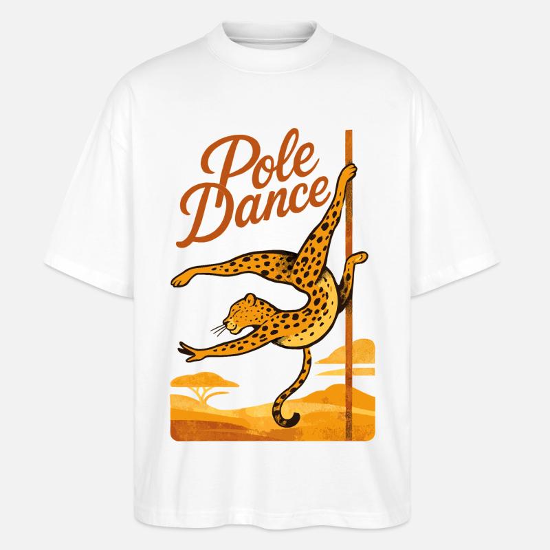 Pole Dance Leopardin Poledancerin Geschenk - Stanley/Stella Oversized Unisex Bio T-Shirt Blaster 2.0 - Weiß
