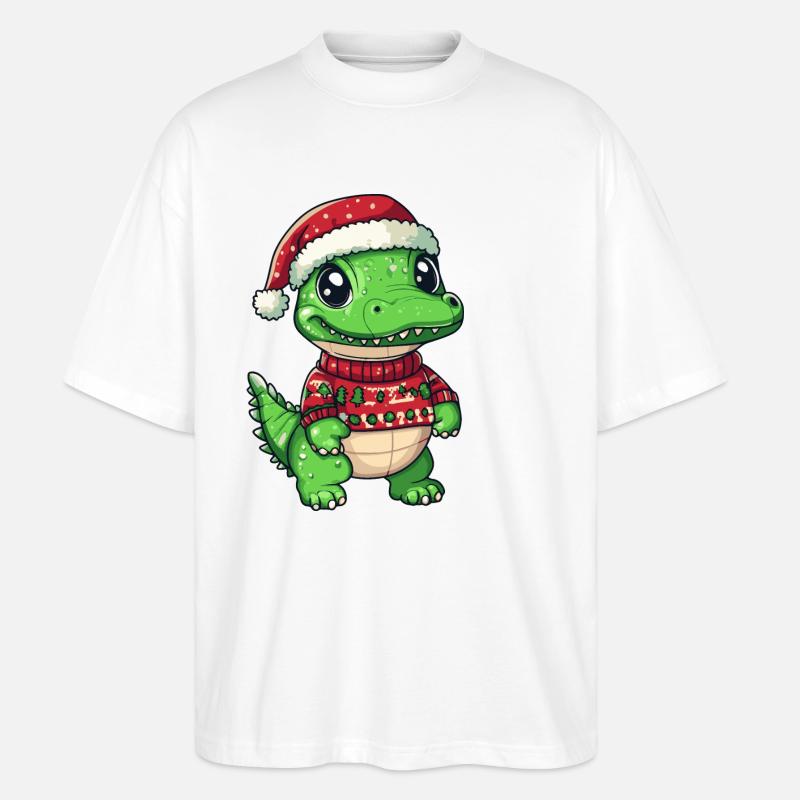 Alligator Weihnachten Comic - Stanley/Stella Oversized Unisex Bio T-Shirt Blaster 2.0 - Weiß