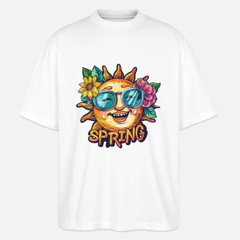 Frühling Spring Sonne Blumen - Stanley/Stella Oversized Unisex Bio T-Shirt Blaster 2.0 - Weiß