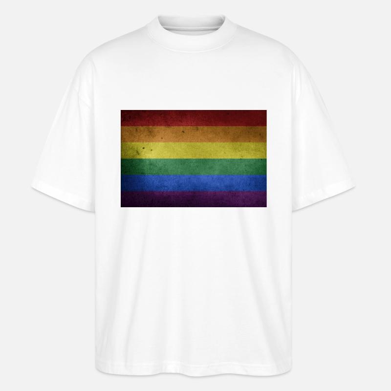Drapeau pride - T-shirt bio Blaster 2.0 coupe oversize Stanley/Stella Unisexe - blanc
