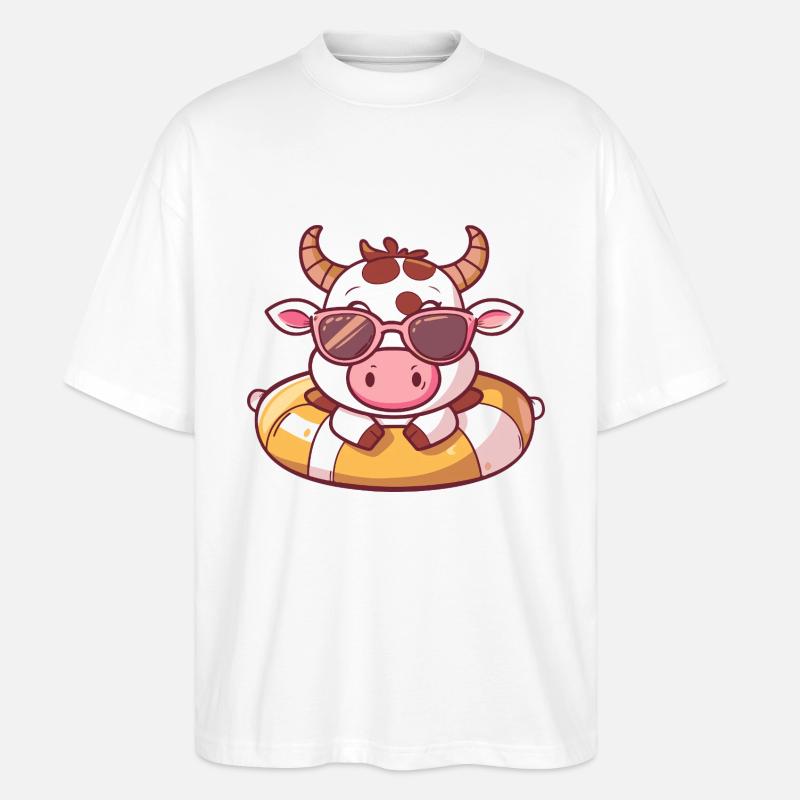 Kuh Comic Cool - Stanley/Stella Oversized Unisex Bio T-Shirt Blaster 2.0 - Weiß