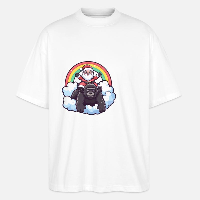 Gorilla Weihnachtsmann Regenbogen - Stanley/Stella Oversized Unisex Bio T-Shirt Blaster 2.0 - Weiß