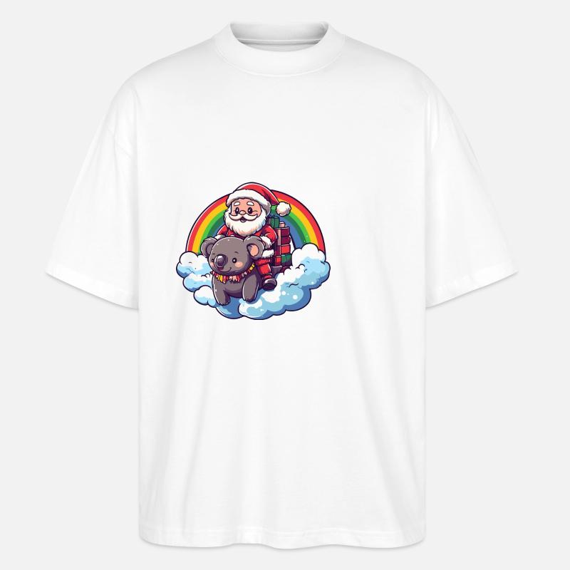 Koala Père Noël Arc-en-ciel - T-shirt bio Blaster 2.0 coupe oversize Stanley/Stella Unisexe - blanc