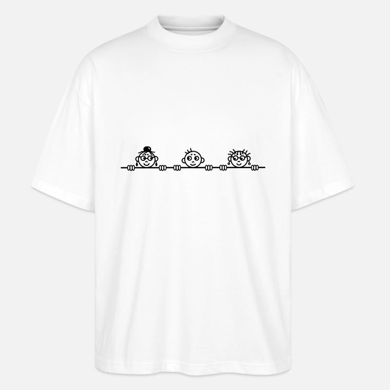 3 neugierige Kinder - Stanley/Stella Oversized Unisex Bio T-Shirt Blaster 2.0 - Weiß