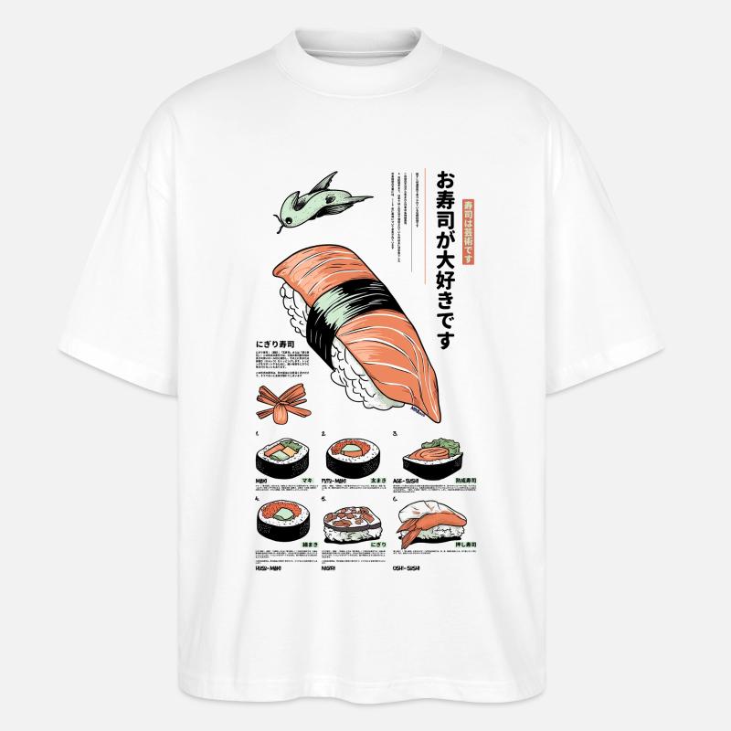 Sushi description - Stanley/Stella Oversized Unisex Bio T-Shirt Blaster 2.0 - Weiß