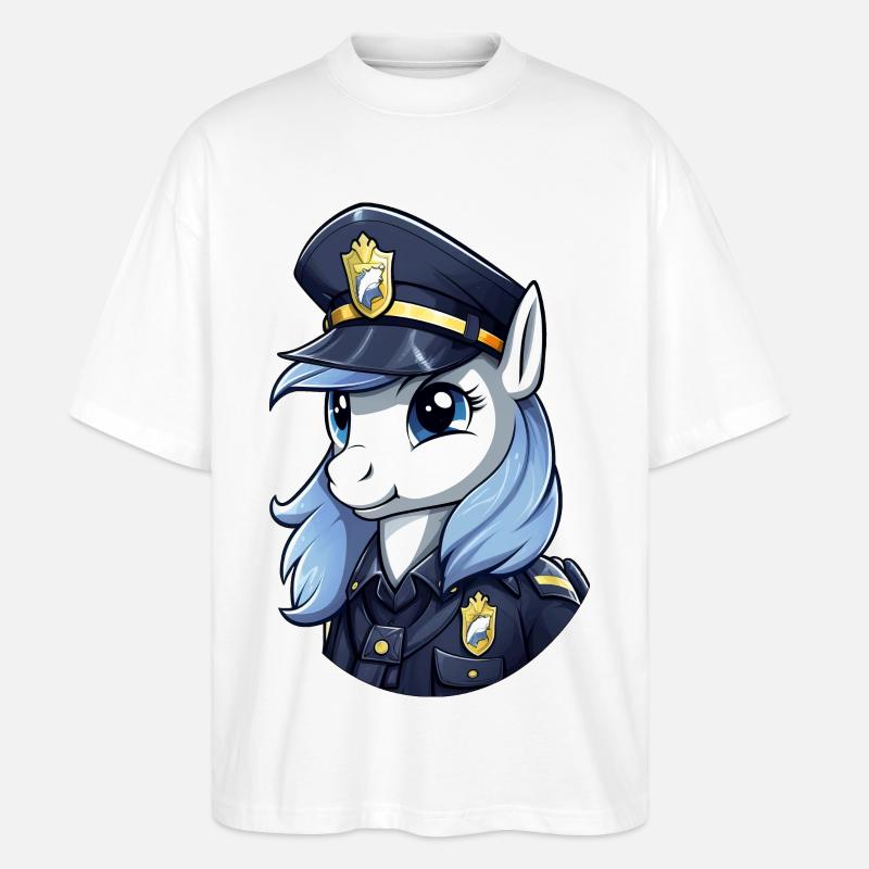 Polizei Pony - Stanley/Stella Oversized Unisex Bio T-Shirt Blaster 2.0 - Weiß
