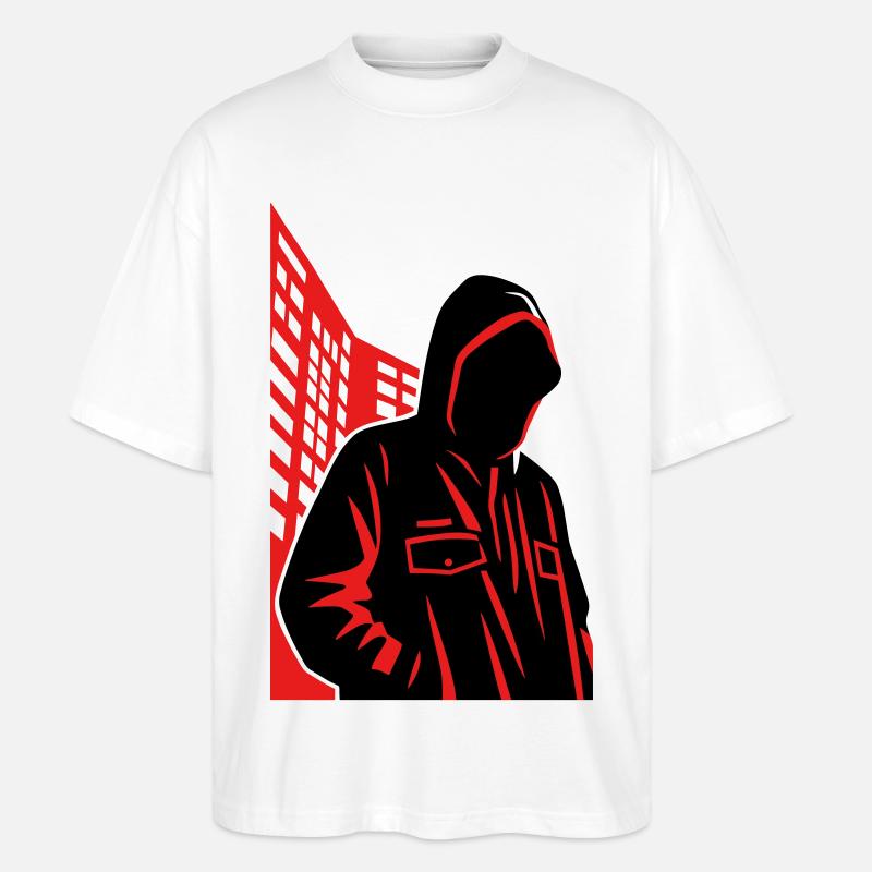 Sweat à capuche Noir City Silhouette - T-shirt bio Blaster 2.0 coupe oversize Stanley/Stella Unisexe - blanc