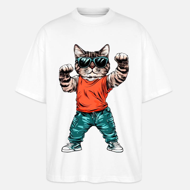 Coole Katze - Stanley/Stella Oversized Unisex Bio T-Shirt Blaster 2.0 - Weiß