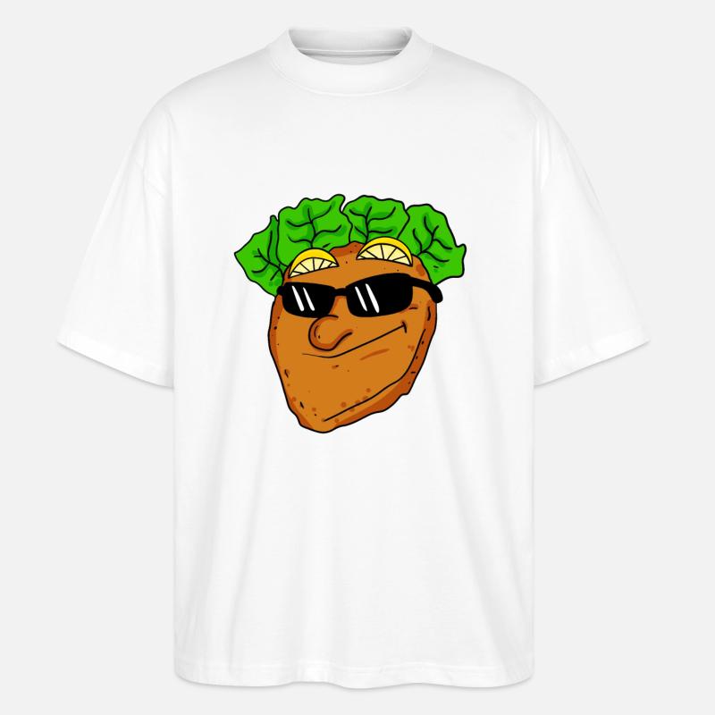 Cooles Schnitzel mit Sonnenbrille - Stanley/Stella Oversized Unisex Bio T-Shirt Blaster 2.0 - Weiß