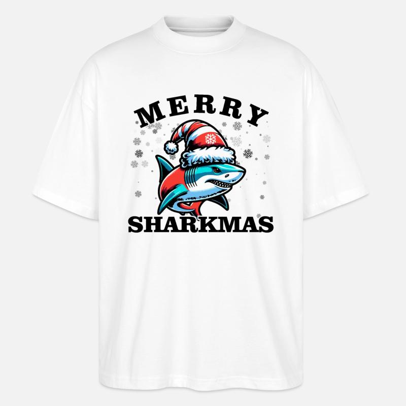 Merry Sharkmas - Noël - T-shirt bio Blaster 2.0 coupe oversize Stanley/Stella Unisexe - blanc