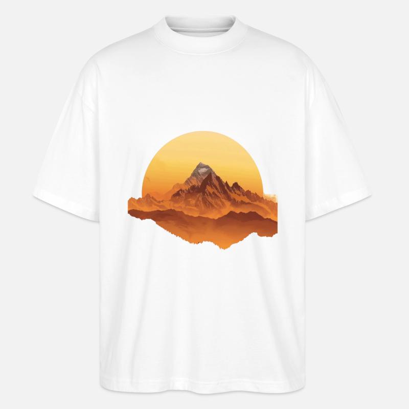Sunset Mountains Circular Shape - Stanley/Stella Oversized Unisex Organic T-shirt Blaster 2.0 - white