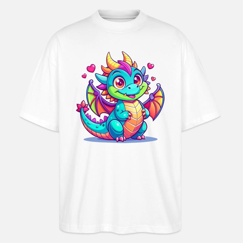 Farbenfroher Drache - Stanley/Stella Oversized Unisex Bio T-Shirt Blaster 2.0 - Weiß