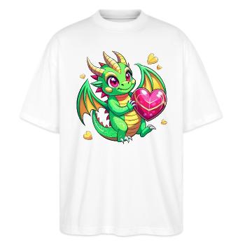 Dragon coloré - T-shirt bio Blaster 2.0 coupe oversize Stanley/Stella Unisexe - blanc - Devant - Alina (178cm) & Michal (187cm)
