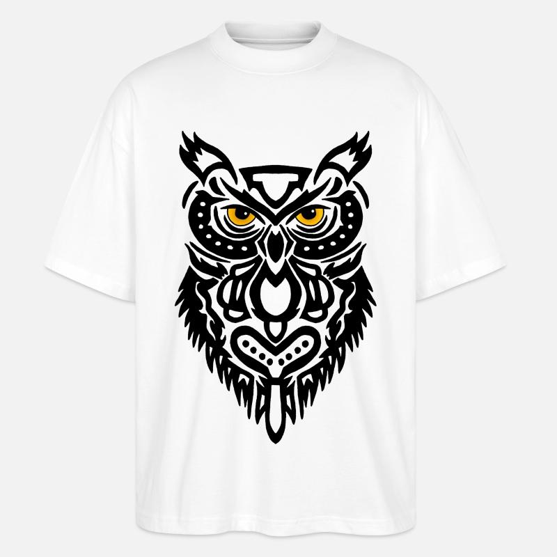 Der Blick der schwarzen Eule - Stanley/Stella Oversized Unisex Bio T-Shirt Blaster 2.0 - Weiß