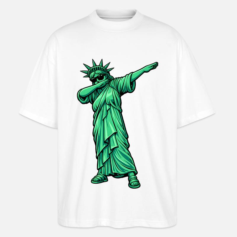 Dabbing Freiheitsstatue - Stanley/Stella Oversized Unisex Bio T-Shirt Blaster 2.0 - Weiß
