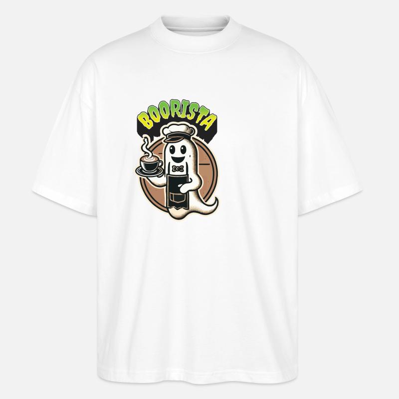 Funny Coffee Saying Spooky Ghosts - Stanley/Stella Oversized Unisex Organic T-shirt Blaster 2.0 - white