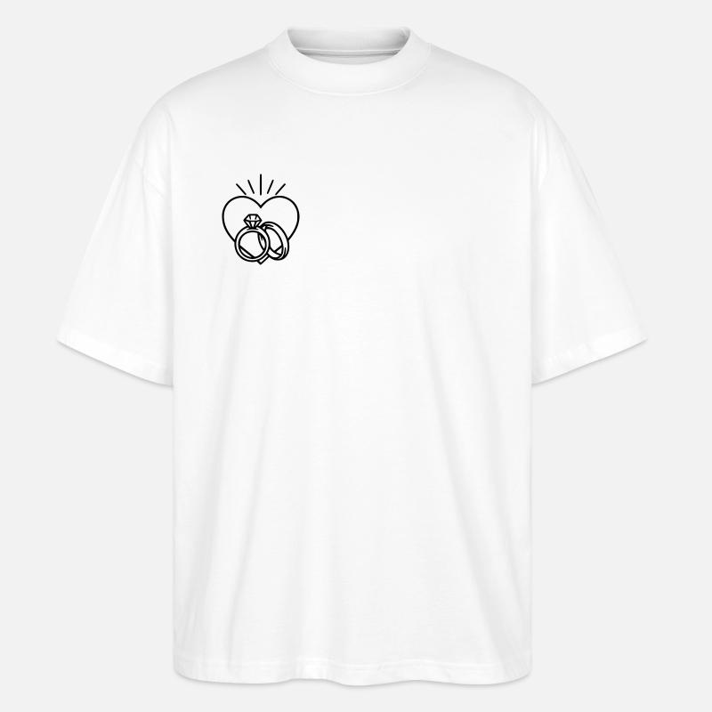 Hochzeit - Ring und Herz - Stanley/Stella Oversized Unisex Bio T-Shirt Blaster 2.0 - Weiß