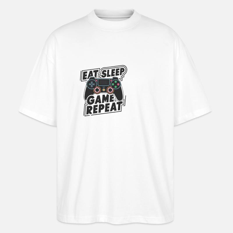 Manger, dormir, jouer, répéter - T-shirt bio Blaster 2.0 coupe oversize Stanley/Stella Unisexe - blanc