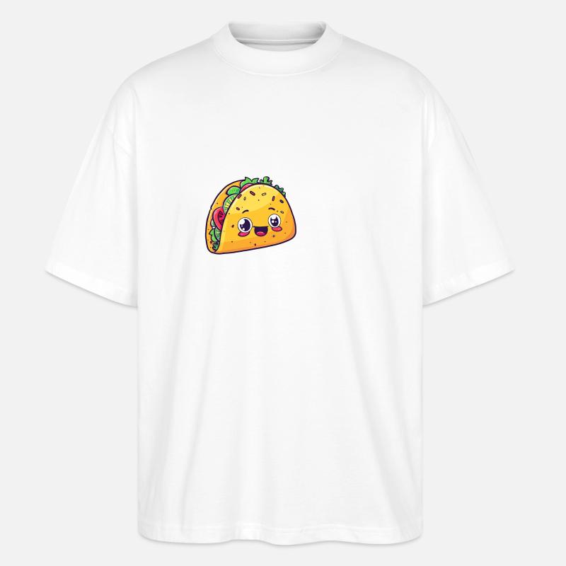 Taco mit Gesicht - Stanley/Stella Oversized Unisex Bio T-Shirt Blaster 2.0 - Weiß