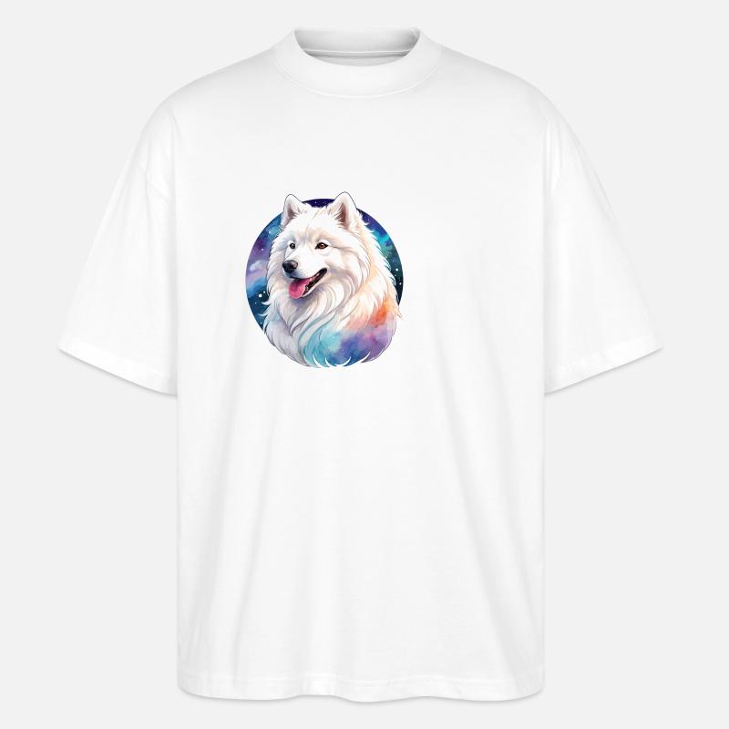 Samojede Wasserfarben - Stanley/Stella Oversized Unisex Bio T-Shirt Blaster 2.0 - Weiß