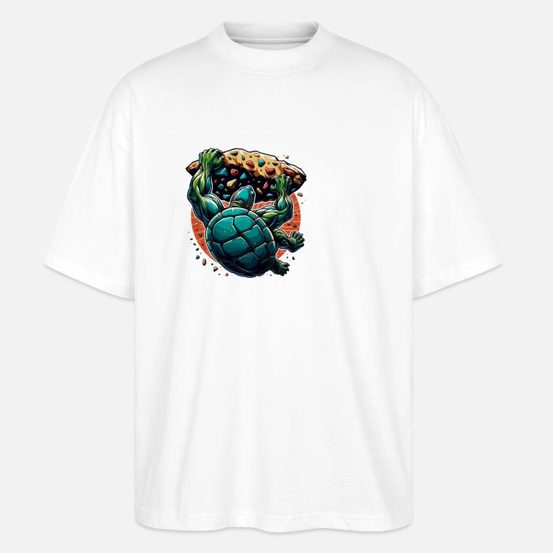 Bouldern Schildkröte Klettern Geschenk - Stanley/Stella Oversized Unisex Bio T-Shirt Blaster 2.0 - Weiß