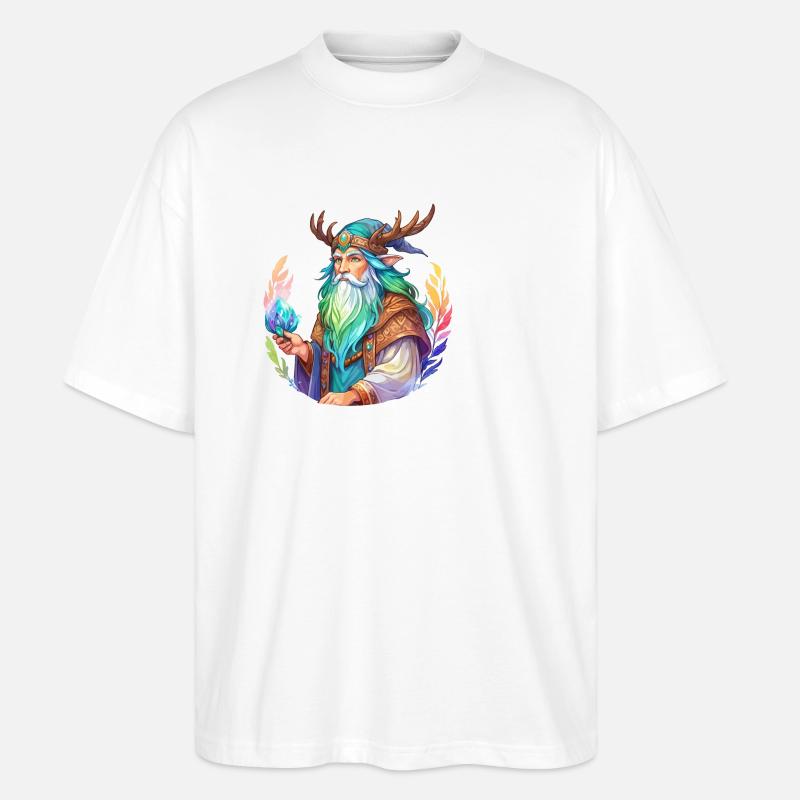 Druide Wasserfarben - Stanley/Stella Oversized Unisex Bio T-Shirt Blaster 2.0 - Weiß