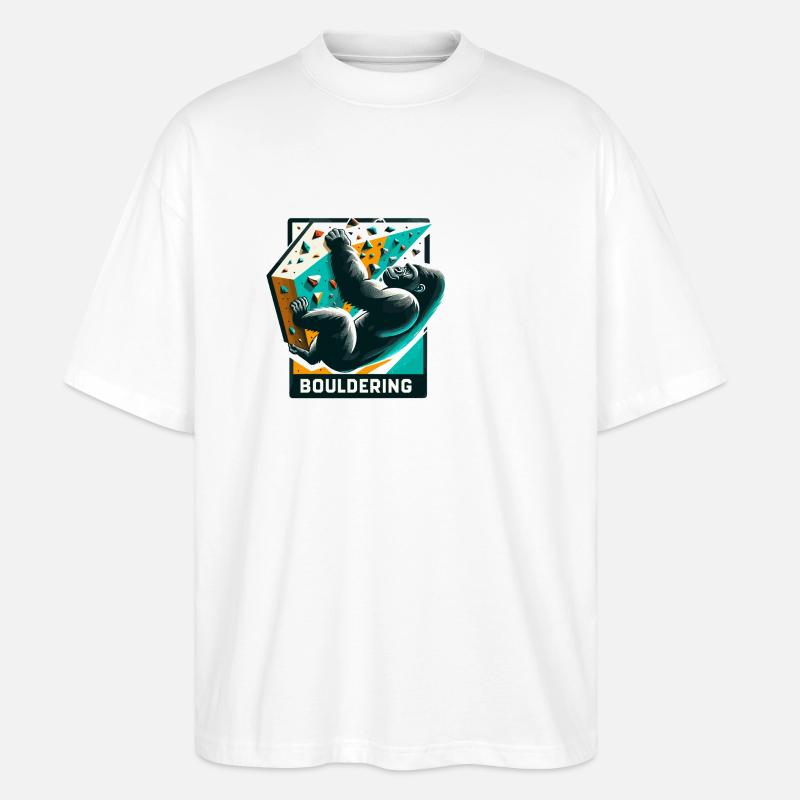 Bouldern Gorilla Geschenk - Stanley/Stella Oversized Unisex Bio T-Shirt Blaster 2.0 - Weiß