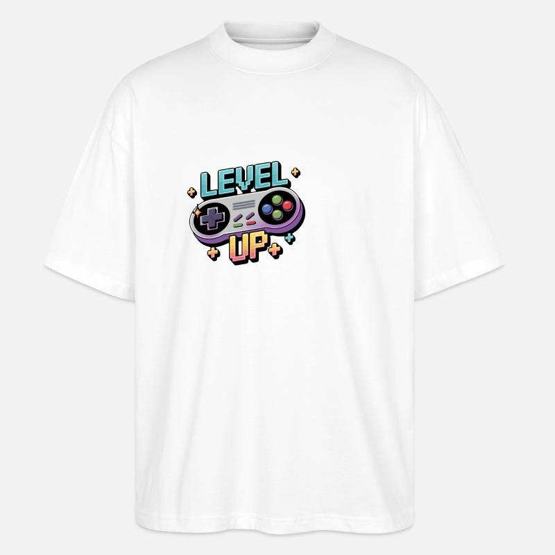 Level Up – Gaming Controller - Stanley/Stella Oversized Unisex Bio T-Shirt Blaster 2.0 - Weiß