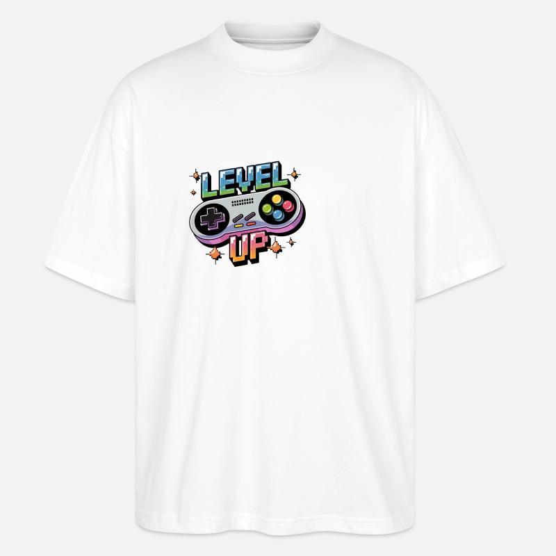 Level Up – Gaming Controller - Stanley/Stella Oversized Unisex Bio T-Shirt Blaster 2.0 - Weiß