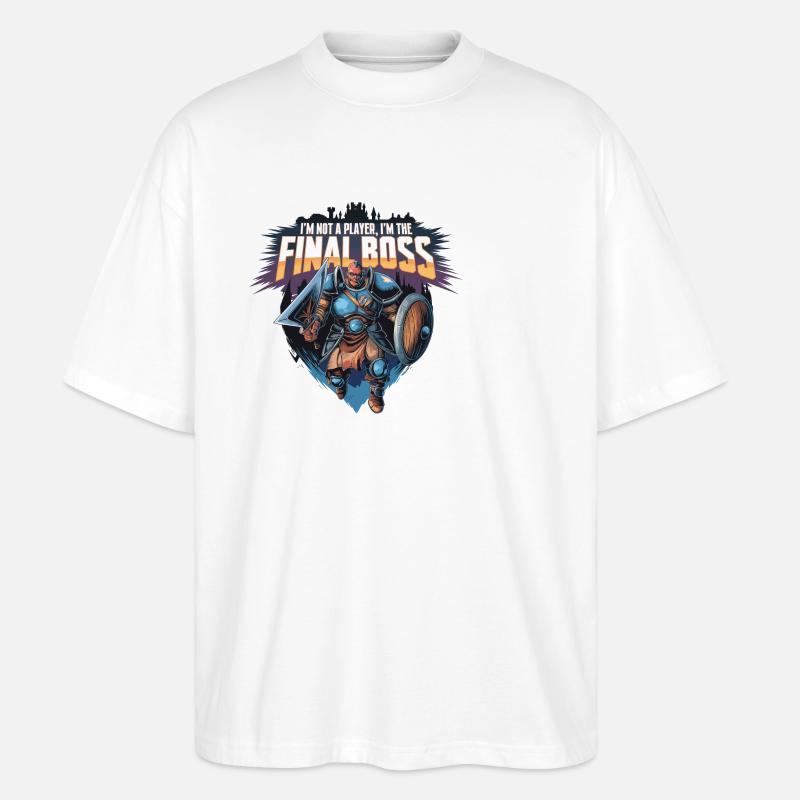 I'm the FinalBoss – Mächtiger Charakter - Stanley/Stella Oversized Unisex Bio T-Shirt Blaster 2.0 - Weiß