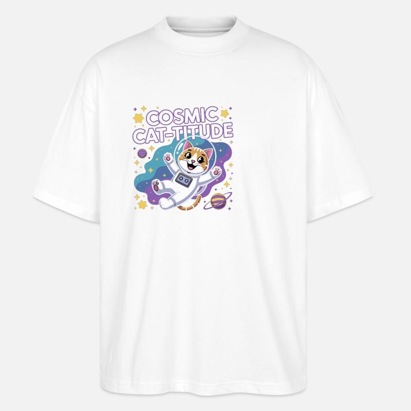 Cosmic Cat-titude – Intergalactic Cat Power - Stanley/Stella Oversized Unisex Organic T-shirt Blaster 2.0 - white
