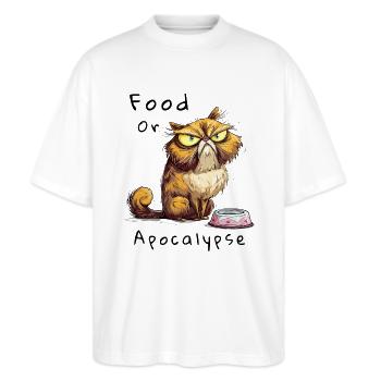 Futte ou Apocalypse – Humour félin - T-shirt bio Blaster 2.0 coupe oversize Stanley/Stella Unisexe - blanc - Devant - Alina (178cm) & Michal (187cm)
