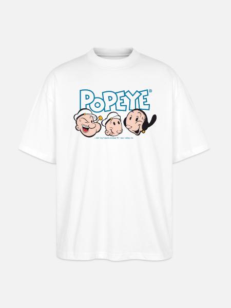 Popeye Character Heads - Stanley/Stella Oversized Unisex Organic T-shirt Blaster 2.0 - white
