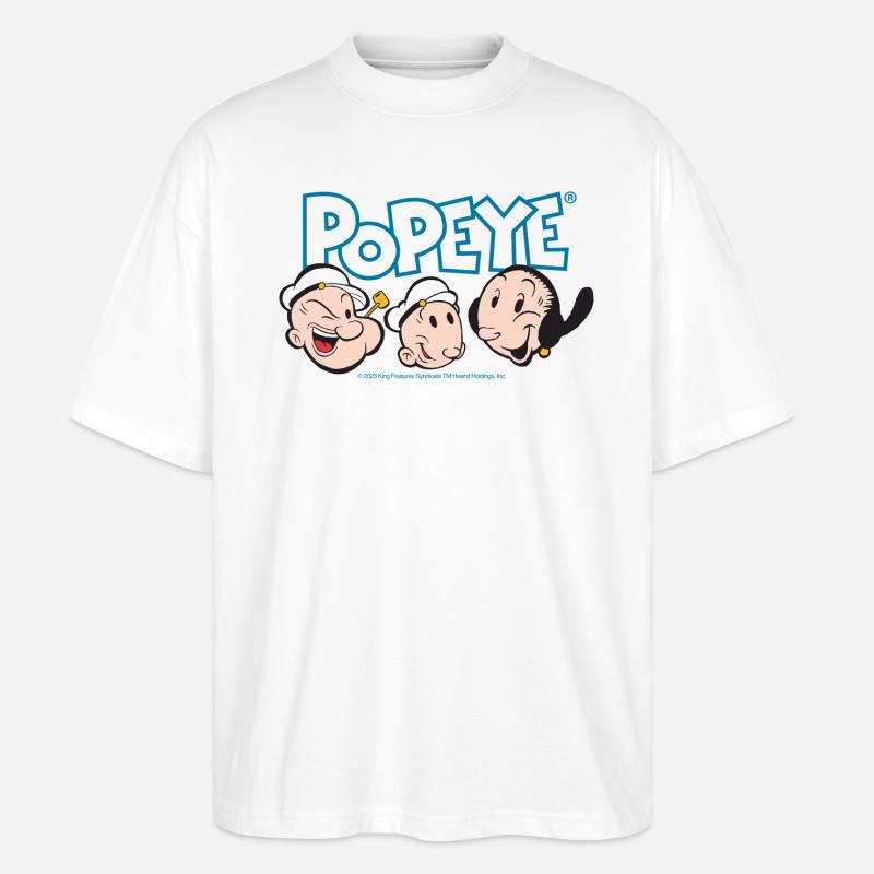 Popeye Karakter Hoofden - T-shirt bio Blaster 2.0 coupe oversize Stanley/Stella Unisexe - blanc