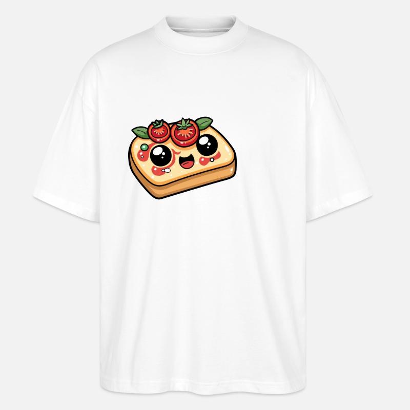 Funny Bread with Tomato Comic - Stanley/Stella Oversized Unisex Organic T-shirt Blaster 2.0 - white