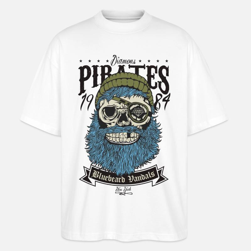 Piratenschädel - Stanley/Stella Oversized Unisex Bio T-Shirt Blaster 2.0 - Weiß