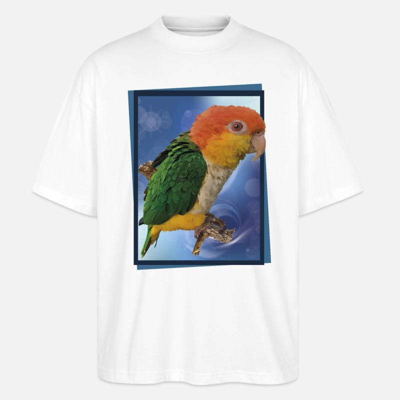 Der orangeköpfige Caique - Stanley/Stella Oversized Unisex Bio T-Shirt Blaster 2.0 - Weiß