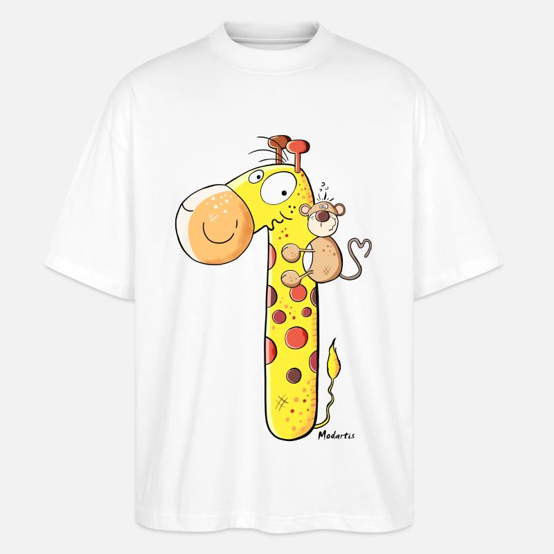 Monkey on Giraffe - Stanley/Stella Oversized Unisex Organic T-shirt Blaster 2.0 - white