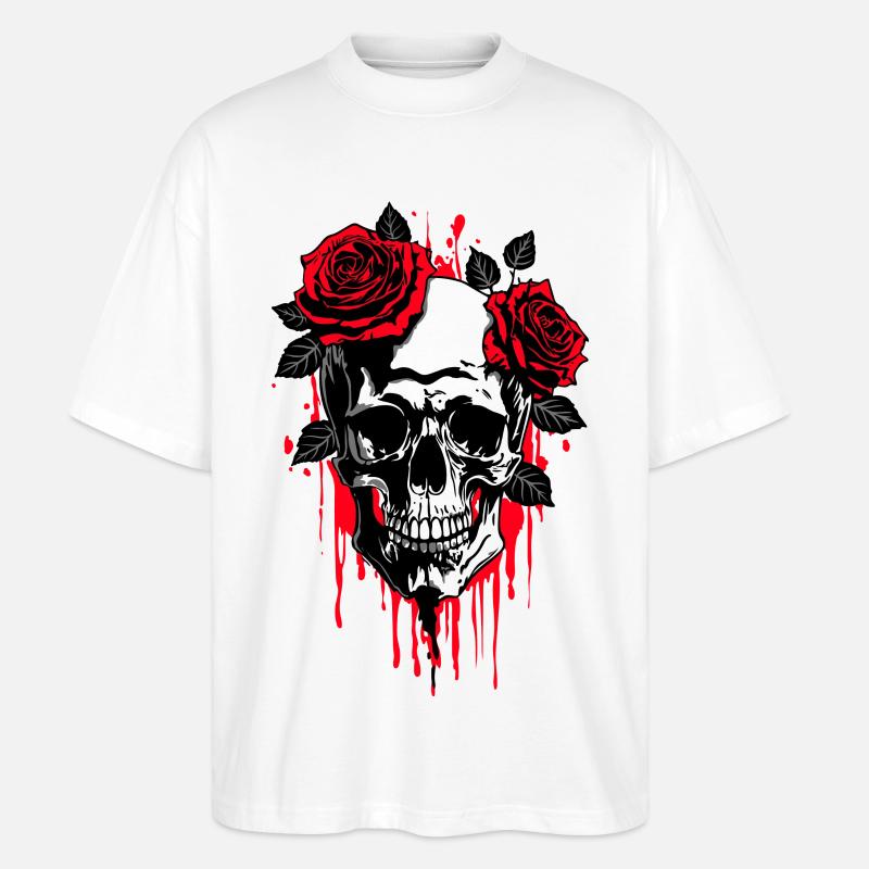 Skull mit Rosen Mystisch Romantisch - Stanley/Stella Oversized Unisex Bio T-Shirt Blaster 2.0 - Weiß
