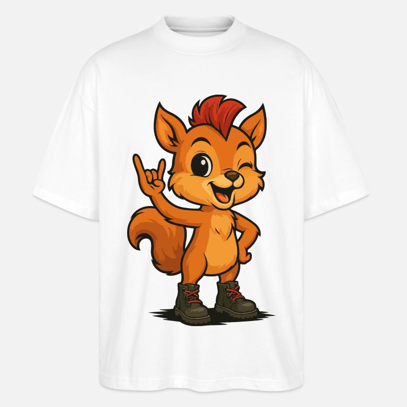 Punk Rock Squirrel - Stanley/Stella Oversized Unisex Bio T-Shirt Blaster 2.0 - Weiß