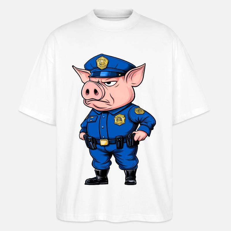 Polizei Schweine - Stanley/Stella Oversized Unisex Bio T-Shirt Blaster 2.0 - Weiß