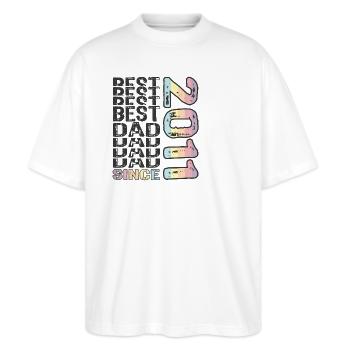 Meilleur papa du monde depuis la fête des pères 2011 - T-shirt bio Blaster 2.0 coupe oversize Stanley/Stella Unisexe - blanc - Devant - Alina (178cm) & Michal (187cm)