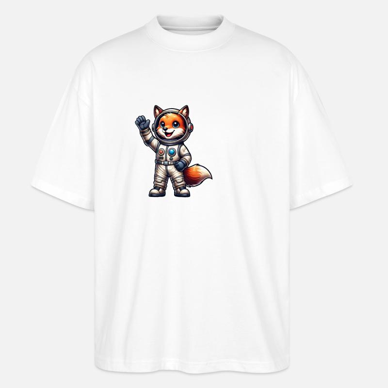 Astronaute Fox Espace Cosmonaute Univers - T-shirt bio Blaster 2.0 coupe oversize Stanley/Stella Unisexe - blanc