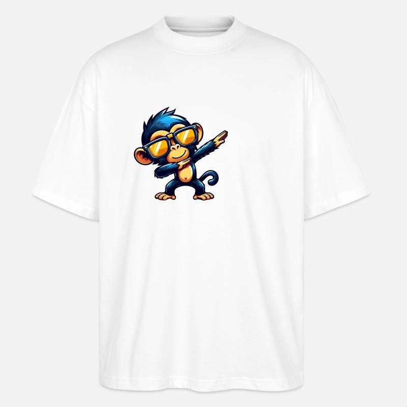 Schimpanse Dabbing Cool Affe Tanzend - Stanley/Stella Oversized Unisex Bio T-Shirt Blaster 2.0 - Weiß