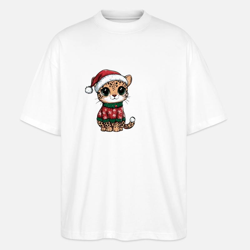 Noël léopard - T-shirt bio Blaster 2.0 coupe oversize Stanley/Stella Unisexe - blanc