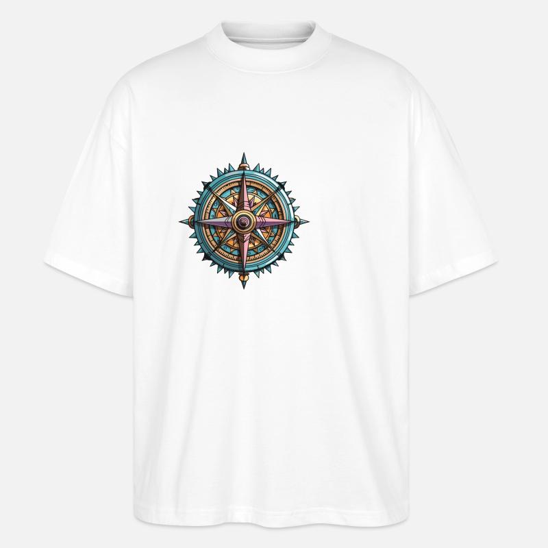 Kompass Symbol - Stanley/Stella Oversized Unisex Bio T-Shirt Blaster 2.0 - Weiß