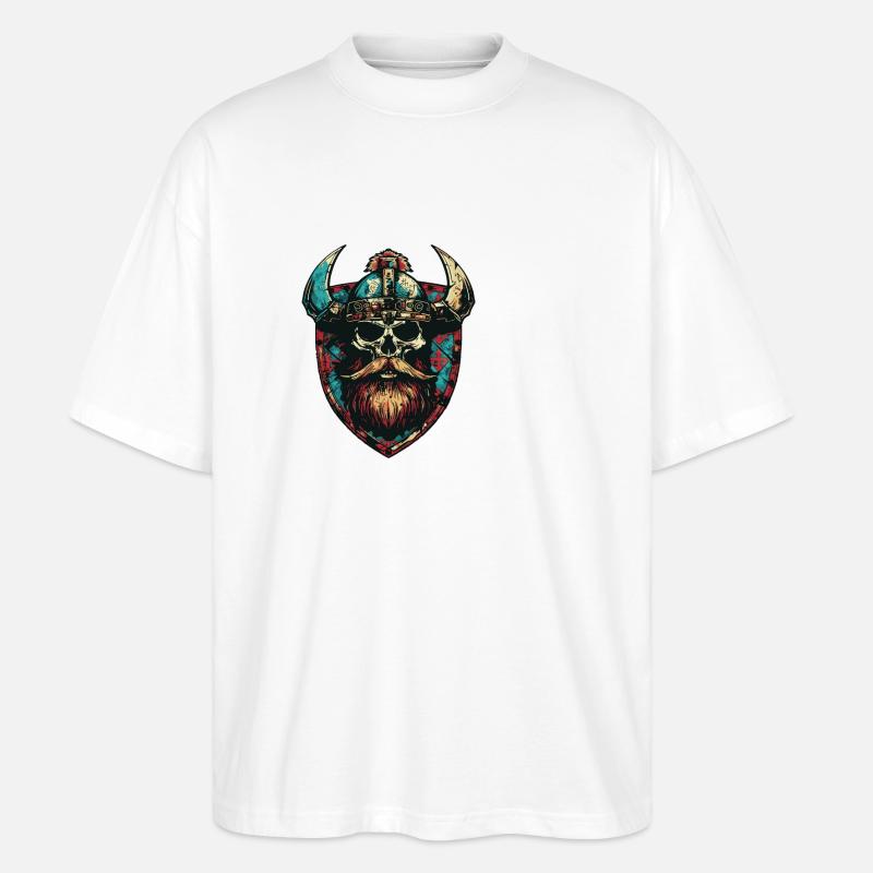 Wikinger Skull Wappen - Stanley/Stella Oversized Unisex Bio T-Shirt Blaster 2.0 - Weiß